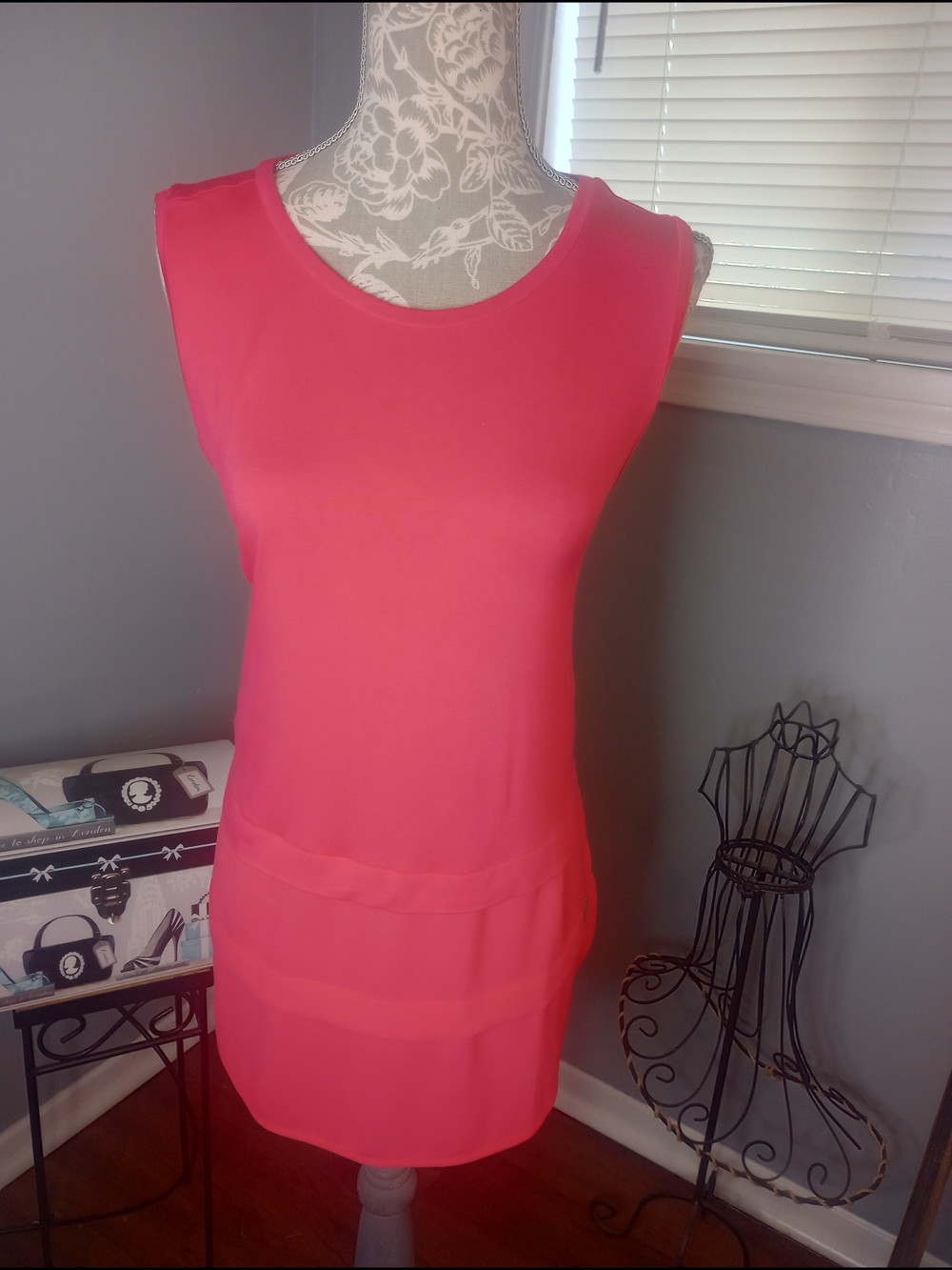 Bright Pink Sleeveless Shift Blouse